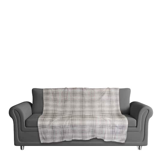 Holiday Gray Plaid 50x60 Sherpa Fleece Blanket